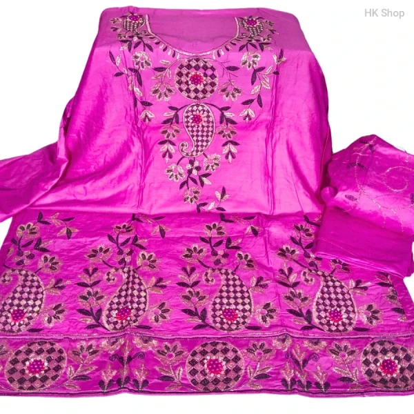 Mukta Pathor(মুক্তা পাথর)Embroidered 3-Piece Dress – Elegant & Traditional