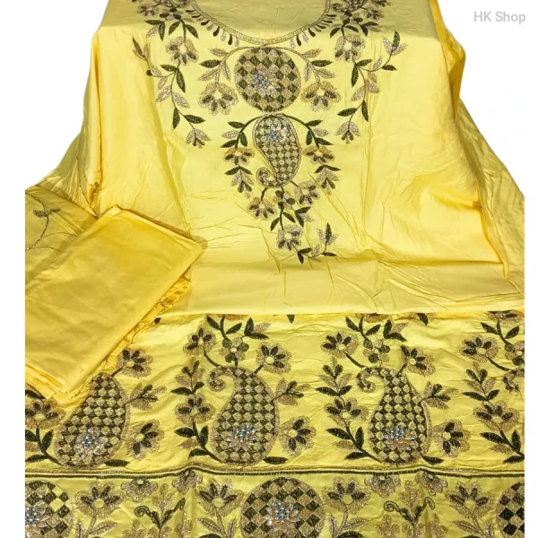 Mukta Pathor(মুক্তা পাথর)Embroidered 3-Piece Dress – Elegant & Traditional