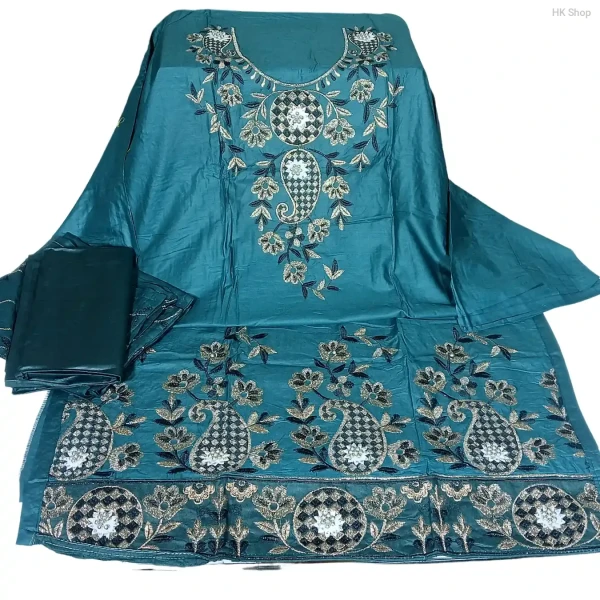 Mukta Pathor(মুক্তা পাথর)Embroidered 3-Piece Dress – Elegant & Traditional