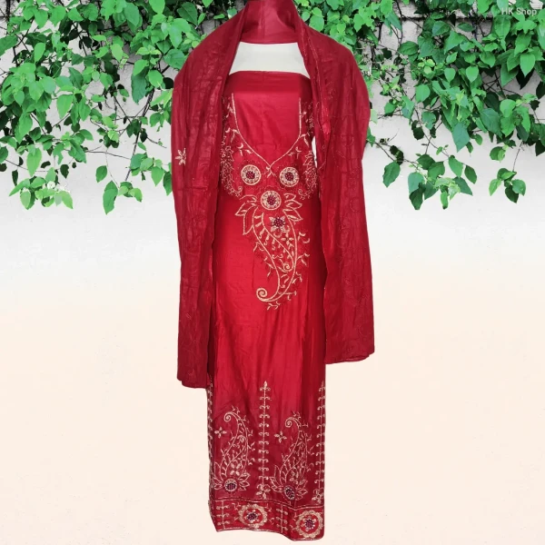 Luxurious Mukta Pathor (মুক্তা পাথর) 3-Piece cotton Dress for Women