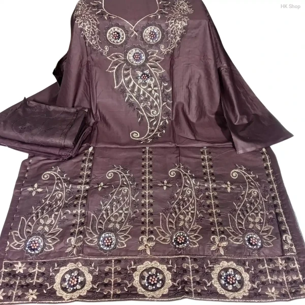 Luxurious Mukta Pathor (মুক্তা পাথর) 3-Piece cotton Dress for Women