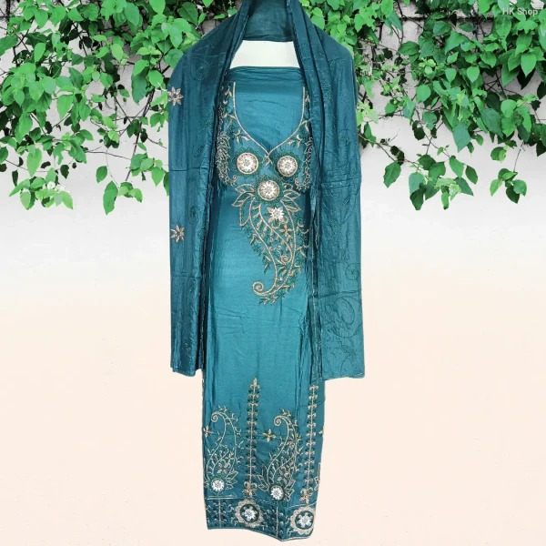 Luxurious Mukta Pathor (মুক্তা পাথর) 3-Piece cotton Dress for Women
