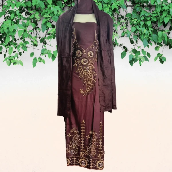 Luxurious Mukta Pathor (মুক্তা পাথর) 3-Piece cotton Dress for Women