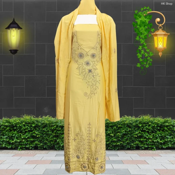 Luxurious Mukta Pathor (মুক্তা পাথর) 3-Piece cotton Dress for Women