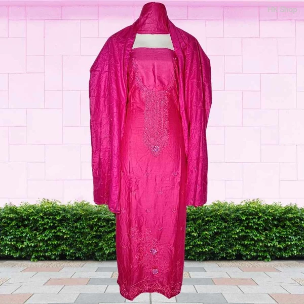 Elegant Embroidered 3-Piece Dress for Ladies