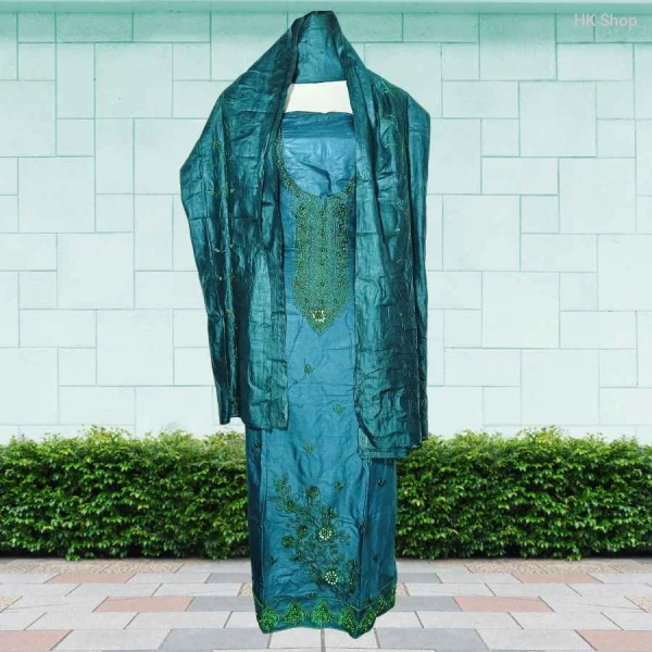 Elegant Embroidered 3-Piece Dress for Ladies