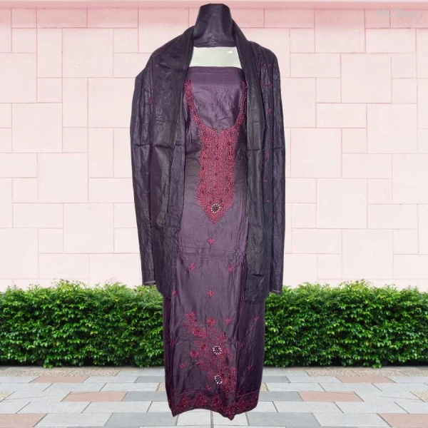 Elegant Embroidered 3-Piece Dress for Ladies