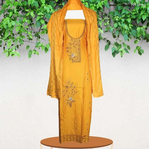 shuti-সুতি Embroidered Three-Piece Suit – Slim Fit & Stylish