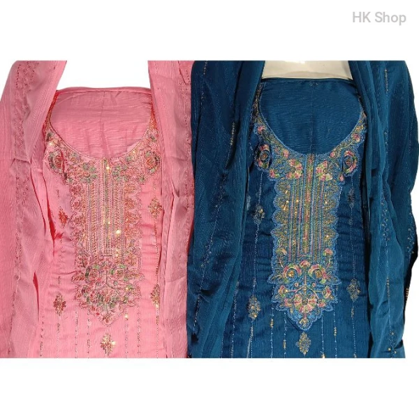 Elegant Unstitched 3-Piece Dress for Women – Traditional Embroidered Suit