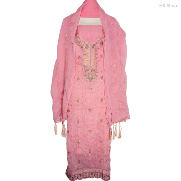 Elegant Unstitched 3-Piece Dress for Women – Traditional Embroidered Suit