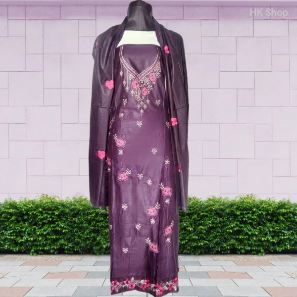 shuti-সুতি  Embroidered Three-Piece Suit for Women
