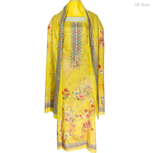 Cotton shuti-সুতি Three-Piece Suit –  Printed Dupatta