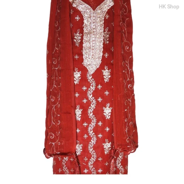 Graceful Georgette Kameez with Intricate Embroidery | Trendy Unstitched Georgette Kameez for Special Occasions | Versatile for Weddings and Gatherings | Three pieces for women