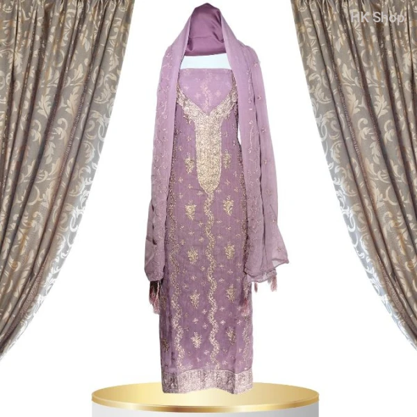 Graceful Georgette Kameez with Intricate Embroidery | Trendy Unstitched Georgette Kameez for Special Occasions | Versatile for Weddings and Gatherings | Three pieces for women