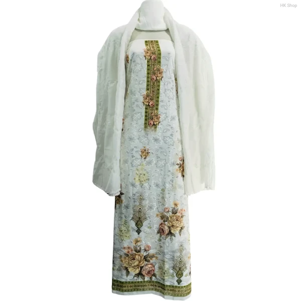 Luxury Georgette Unstitched Three-Piece Set – Gorgeous Embroidery & Shiney Sequence Work | Perfect for Weddings & Parties!