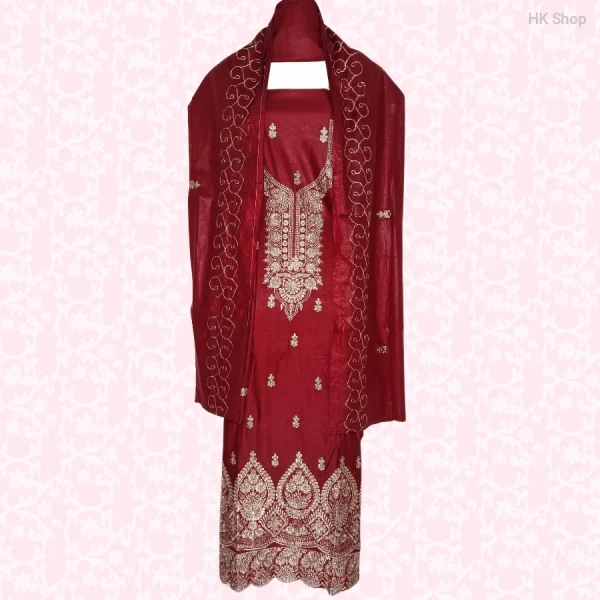 ✨ Premium Embroidered Pure Cotton Salwar Kameez Set with Designer Dupatta – Vibrant Colors ✨