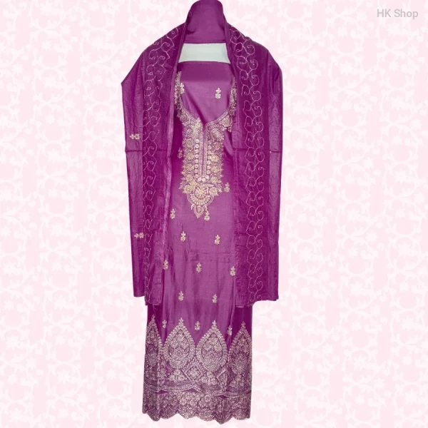 ✨ Premium Embroidered Pure Cotton Salwar Kameez Set with Designer Dupatta – Vibrant Colors ✨