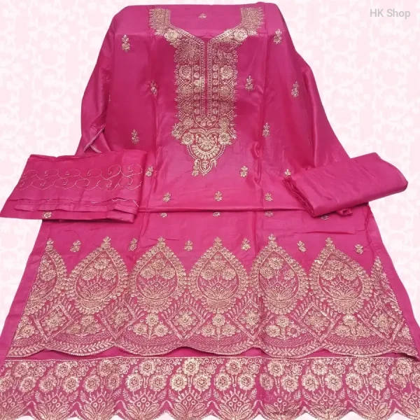 ✨ Premium Embroidered Pure Cotton Salwar Kameez Set with Designer Dupatta – Vibrant Colors ✨