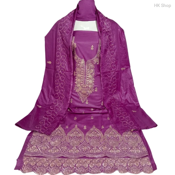 ✨ Premium Embroidered Pure Cotton Salwar Kameez Set with Designer Dupatta – Vibrant Colors ✨