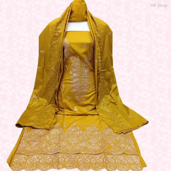 ✨ Premium Embroidered Pure Cotton Salwar Kameez Set with Designer Dupatta – Vibrant Colors ✨