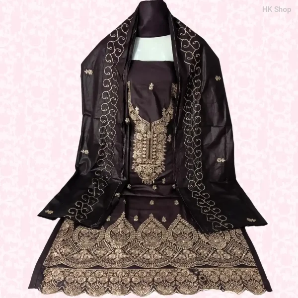 ✨ Premium Embroidered Pure Cotton Salwar Kameez Set with Designer Dupatta – Vibrant Colors ✨