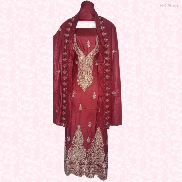নতুন সুতি এমব্রয়ডারি থ্রি-পিস-New Stylish Cotton Embroidered Three-Piece | Comfortable & Elegant Design