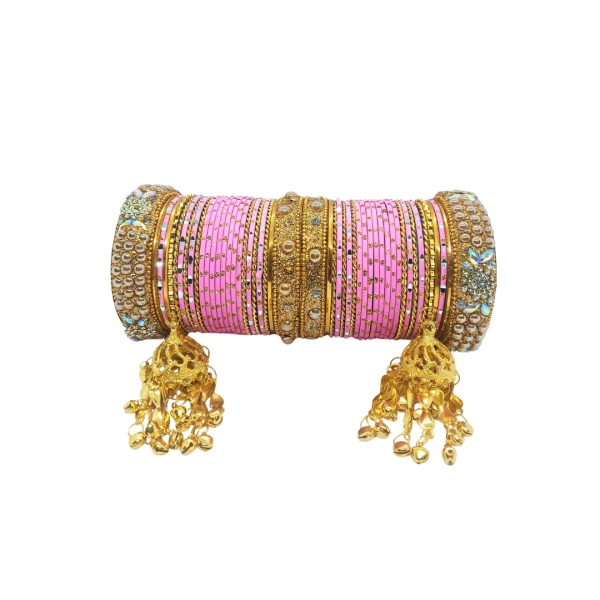 Traditional Indian Bangles Set with Gold Tassels – Colorful Glass Bangles for Wedding & Festivals | ট্রেডিশনাল ইন্ডিয়ান ব্যাঙ্গলস সেট