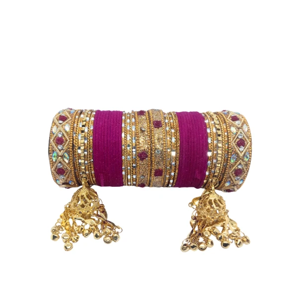 Traditional Red Gold Bangles Set with Golden Tassels – Bridal Jewelry for Weddings & Special Occasions |  বিয়ের ও বিশেষ অনুষ্ঠানের জন্য কনের গহনা
