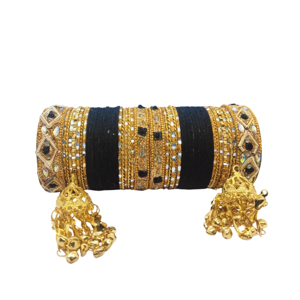 Traditional Red Gold Bangles Set with Golden Tassels – Bridal Jewelry for Weddings & Special Occasions |  বিয়ের ও বিশেষ অনুষ্ঠানের জন্য কনের গহনা