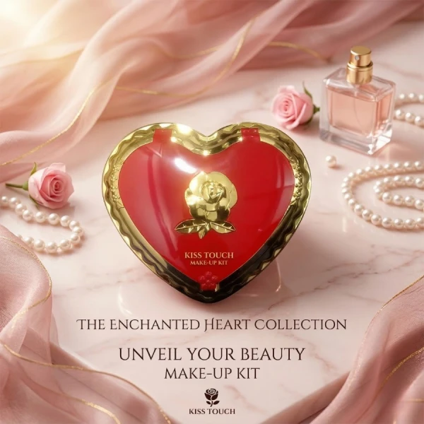 Kiss Touch Heart-Shaped Makeup Kit – All-in-One Bridal & Party Cosmetic Palette | মেকআপ কিট – ব্রাইডাল এবং পার্টি মেকআপের জন্য