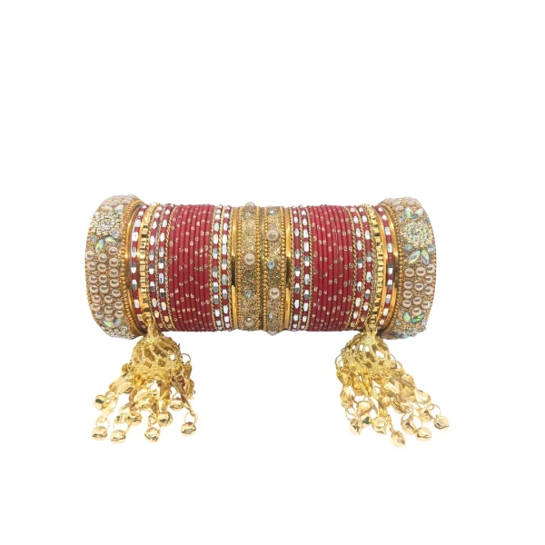Traditional Indian Bangles Set with Gold Tassels – Colorful Glass Bangles for Wedding & Festivals | ট্রেডিশনাল ইন্ডিয়ান ব্যাঙ্গলস সেট
