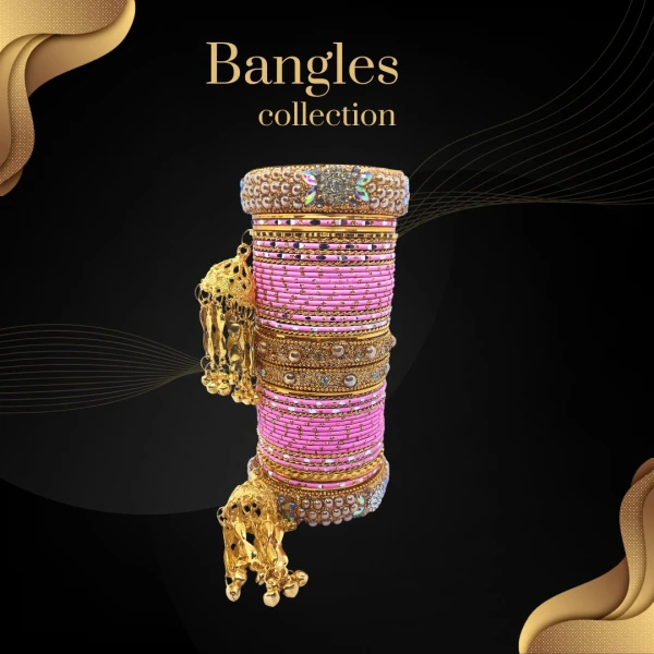 Traditional Indian Bangles Set with Gold Tassels – Colorful Glass Bangles for Wedding & Festivals | ট্রেডিশনাল ইন্ডিয়ান ব্যাঙ্গলস সেট