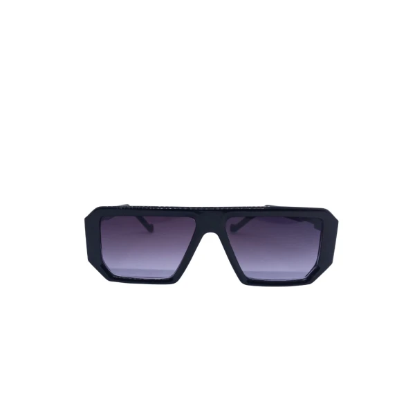 Men's Retro Square Navigator Sunglasses | Glossy Black Acetate Frame & Gradient Lenses | প্রিমিয়াম স্কয়ার নেভিগেটর সানগ্লাস