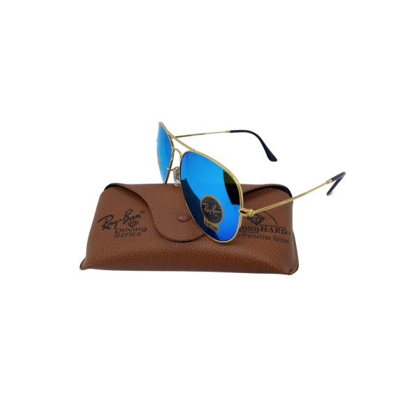 Ray-Ban Aviator Sunglasses RB3025 112/17 | Matte Gold Frame & Blue Flash Mirror Lenses | ম্যাট গোল্ড ফ্রেম এবং ব্লু ফ্ল্যাশ মিরর লেন্স