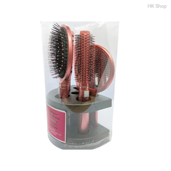 5-in-1 Professional Hairbrush Combo Set with Stand -Rose Gold Edition | Upgrade Your Hair Care Salon-Quality Hairbrushes