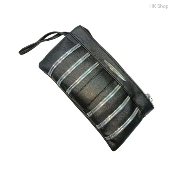 Artificial Leather Purse for women with Metallic Detailing and Dual Compartments.