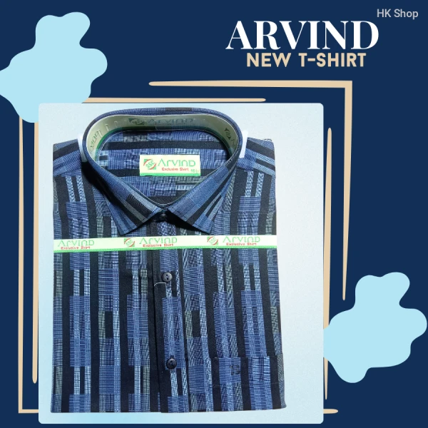 Arvind Men's Blue Formal Shirt – অফিস ও ক্যাজুয়াল লুকের জন্য পারফেক্ট Cotton Blend Stripe Design Shirt