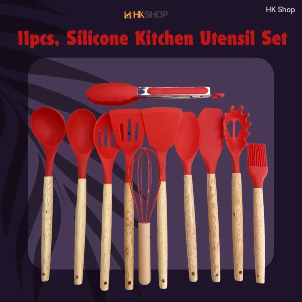 Best 11-Piece Silicone Kitchen Utensil Set for Cooking – Non-Stick Heat Resistant BPA-Free রান্নার জন্য পারফেক্ট সিলিকন টুলস ২০২৫