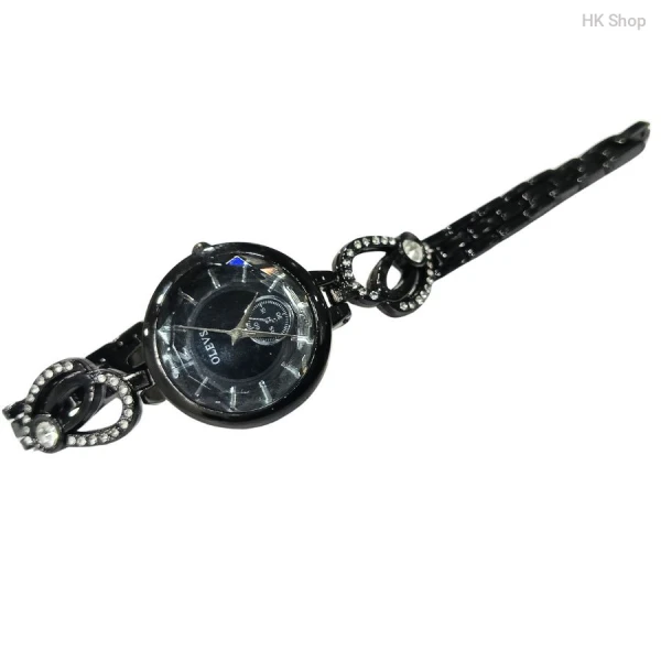 Black olevs LOve Rhinestone Ladies Bracelet Wrist Watch