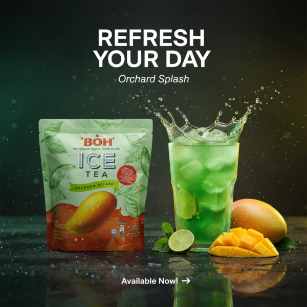 BOH Orchard Splash Ice Tea – Refreshing Mango & Tropical Fruit Instant Drink Mix (20 Sachets, Vitamin C Boost) | বিওএইচ অরচার্ড স্প্ল্যাশ আইস টি