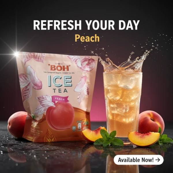 BOH Peach Ice Tea Mix - Refreshing Instant Tea with Natural Peach Flavor (20 Sachets) | BOH পীচ আইস টি মিক্স