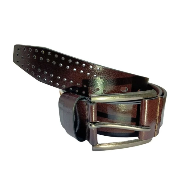 Classic Leather Stylish Double Layer Perforated Belt For Men