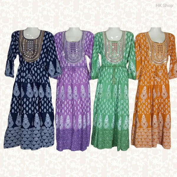 Cotton Embroidery Frock with Block Print – Stylish & Comfortable