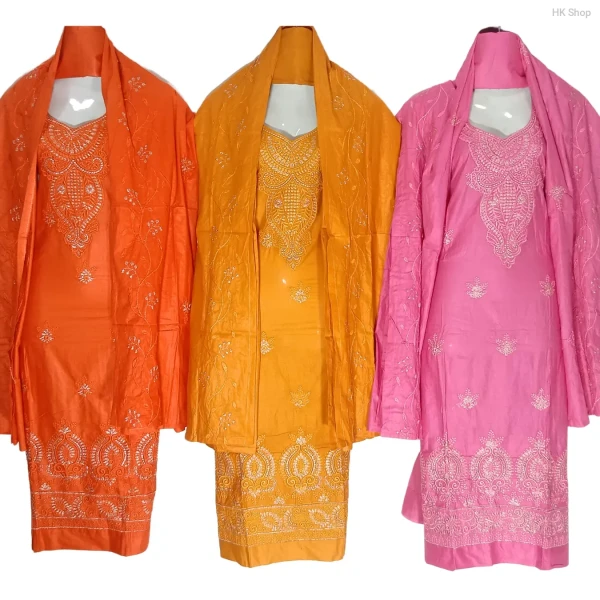 Elegant 3-Piece Embroidered Unstitched Salwar Kameez Set – Traditional Ethnic Wear