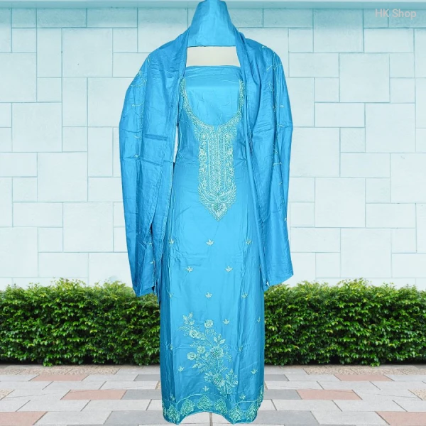 Elegant Embroidered 3-Piece Dress for Ladies