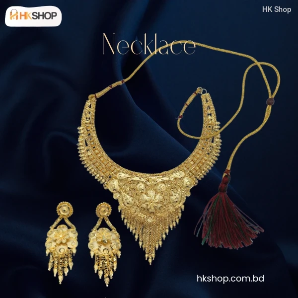 ✨ Exquisite Gold-Plated Choker Necklace & Earrings Full Combo Set ✨