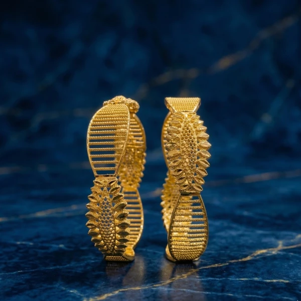 Gold-Plated Designer Bangles for Women – Traditional Jewelry with Intricate Detailing |  ঐতিহ্যবাহী জুয়েলারি সূক্ষ্ম নকশা সহ