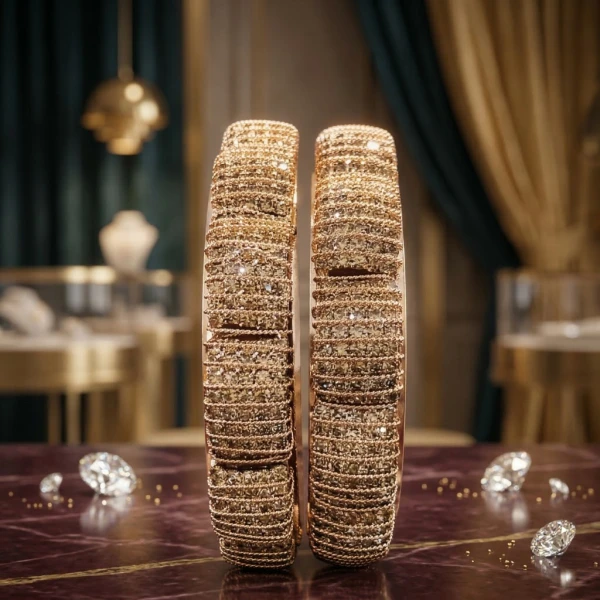 Gold-Plated Designer Bangles with Intricate Detailing for Women – Perfect for Weddings & Festive Occasions | গোল্ড-প্লেটেড ডিজাইনার চুড়ি – বিবাহ ও উৎসবের জন্য