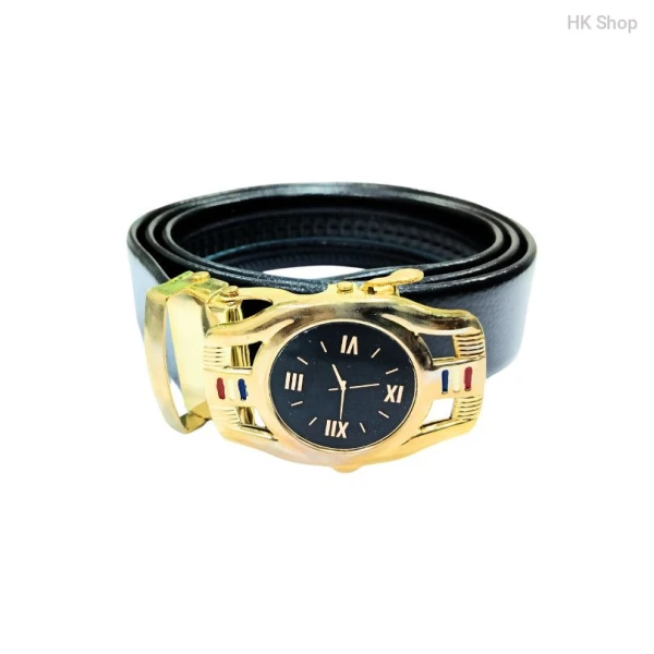Golden Buckle Watch System Leather Belt For Women