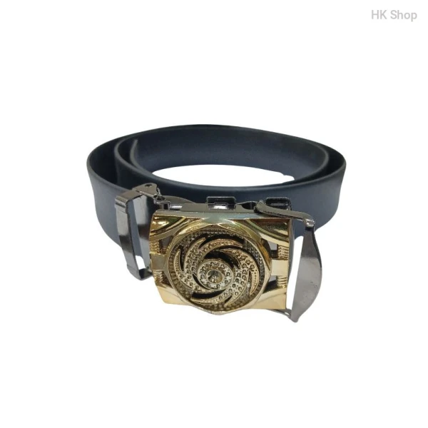 Golden Spinner Buckled Leather Belt For Men